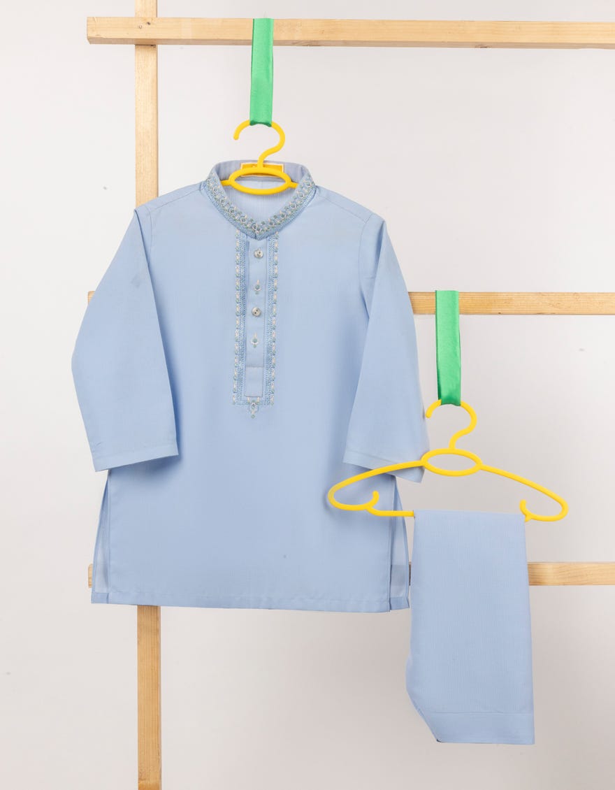 SKY BLUE BLENDED FORMAL KAMEEZ SHALWAR