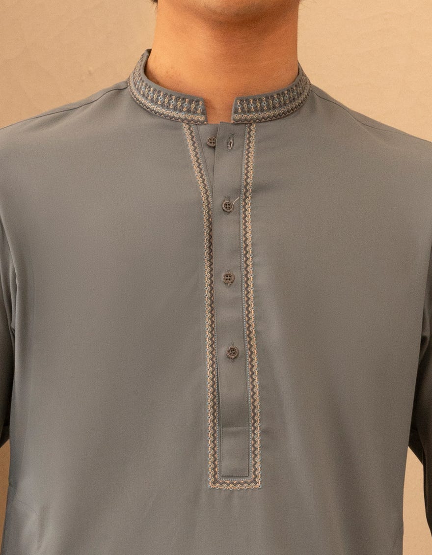 DARK CYAN BLENDED SEMI-FORMAL KAMEEZ SHALWAR