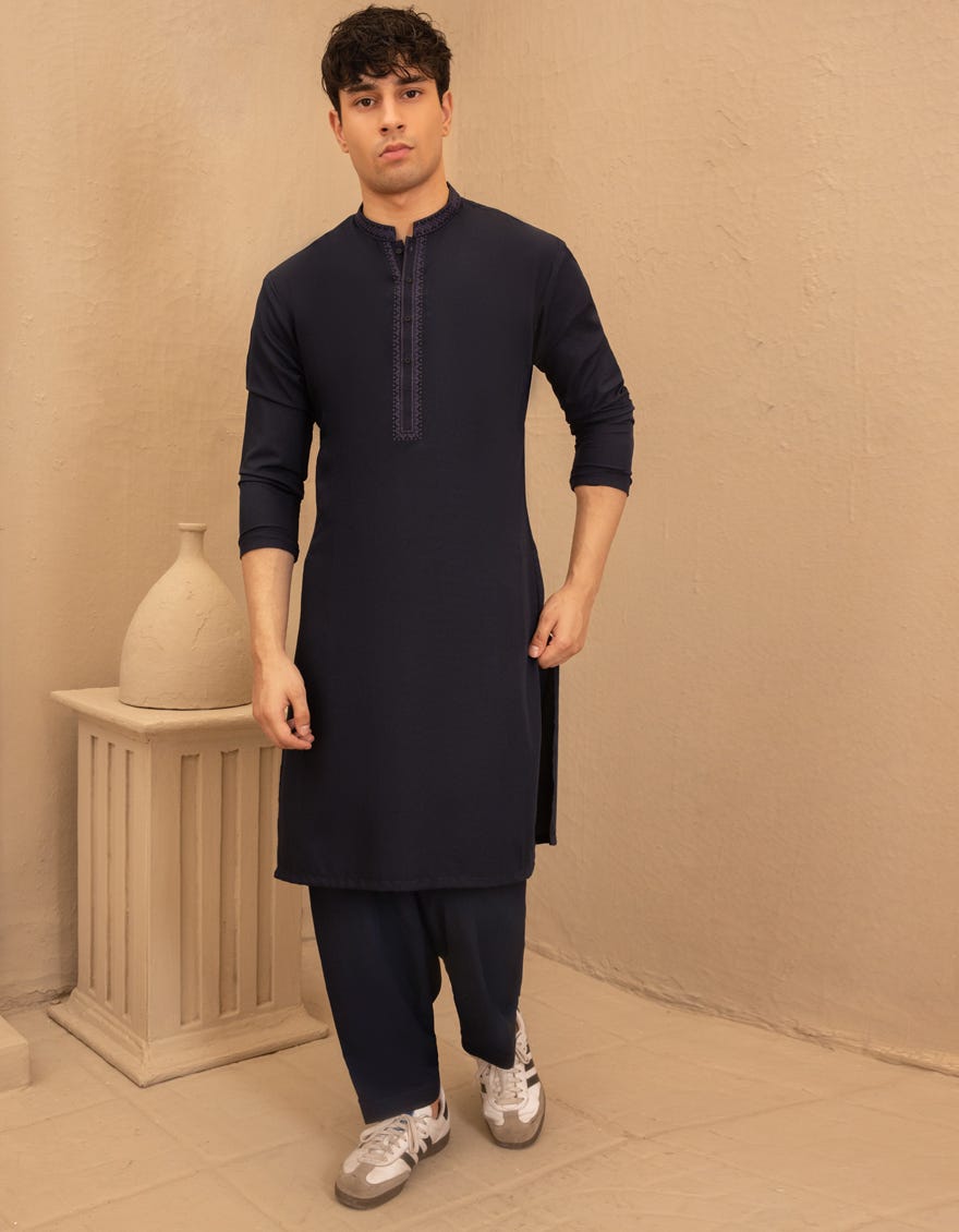 NAVY BLUE BLENDED FORMAL KAMEEZ SHALWAR