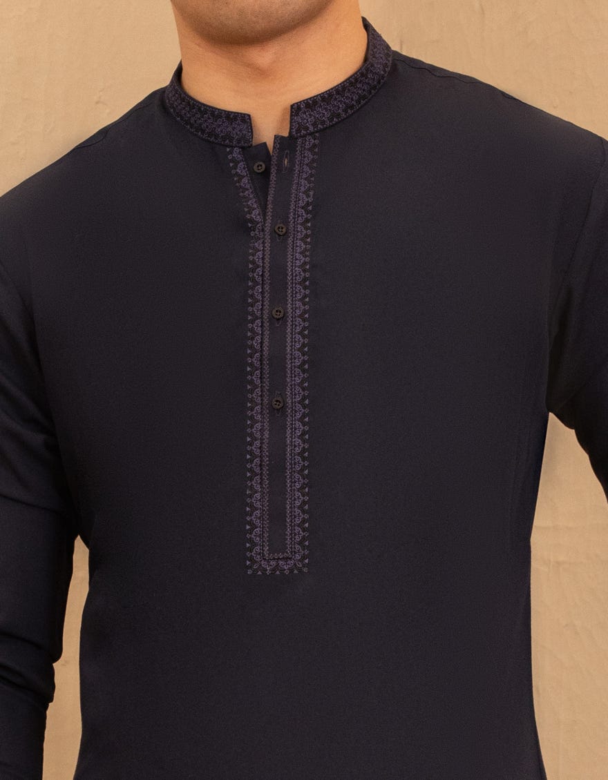 NAVY BLUE BLENDED FORMAL KAMEEZ SHALWAR