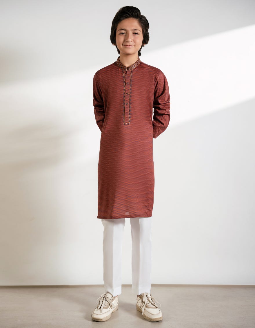 RUST BROWN COTTON KURTA
