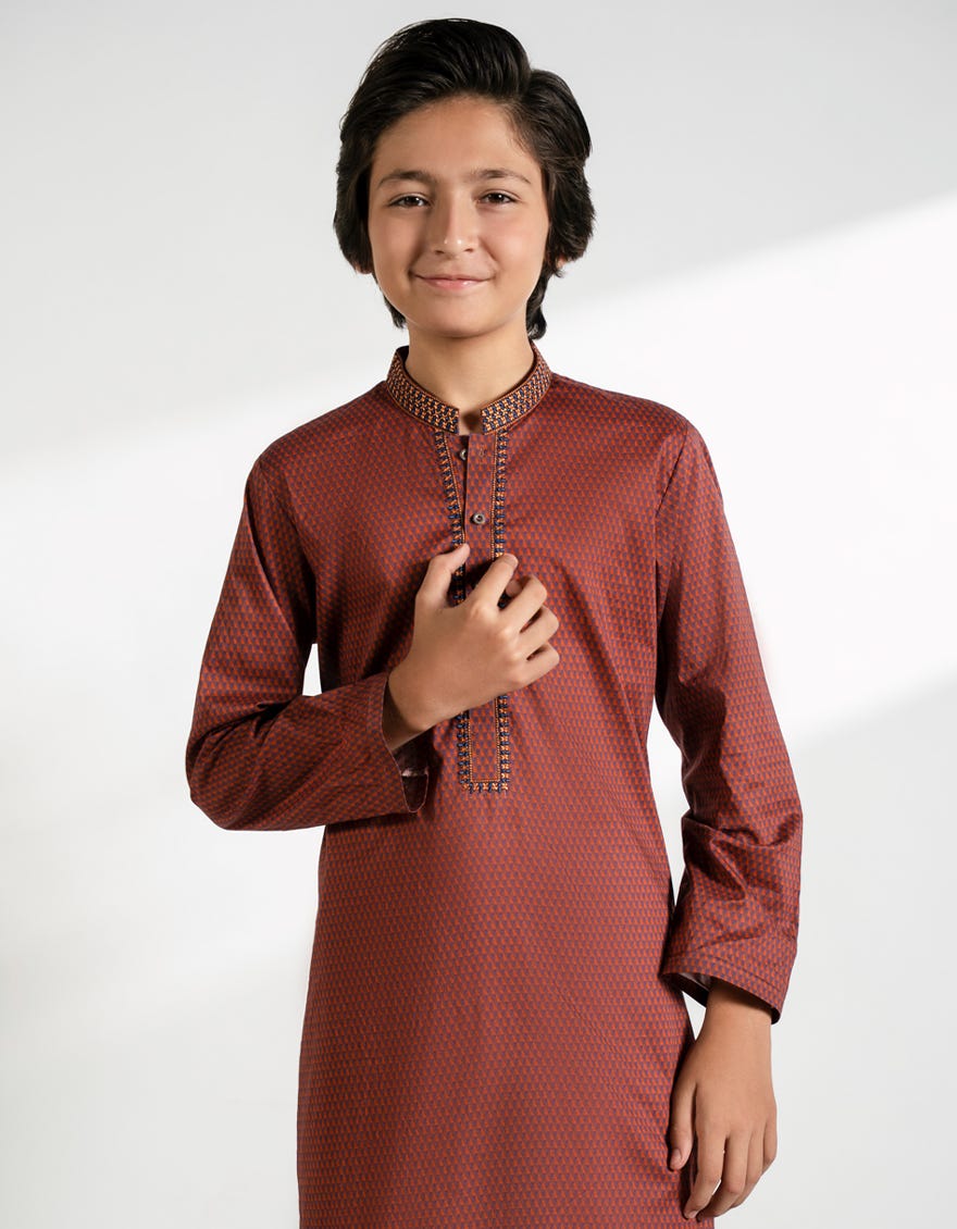 RUST BROWN COTTON KURTA