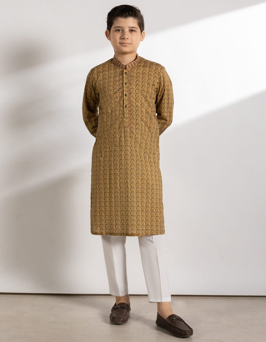 YELLOW COTTON KURTA