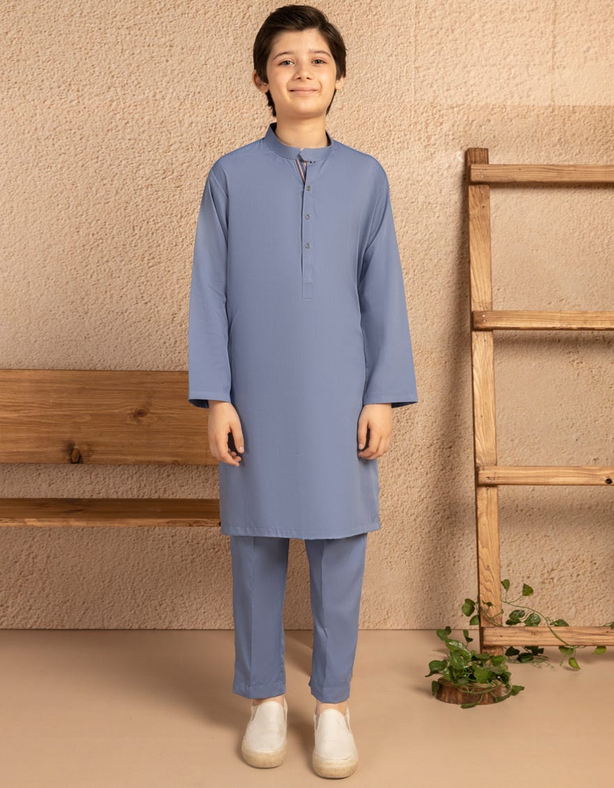PERIWINKLE BLENDED CASUAL KURTA TROUSER