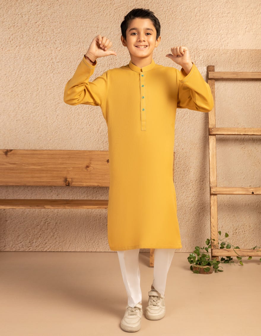 MUSTARD COTTON CASUAL KURTA