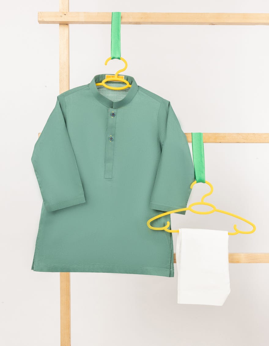 GREEN COTTON CASUAL KAMEEZ SHALWAR