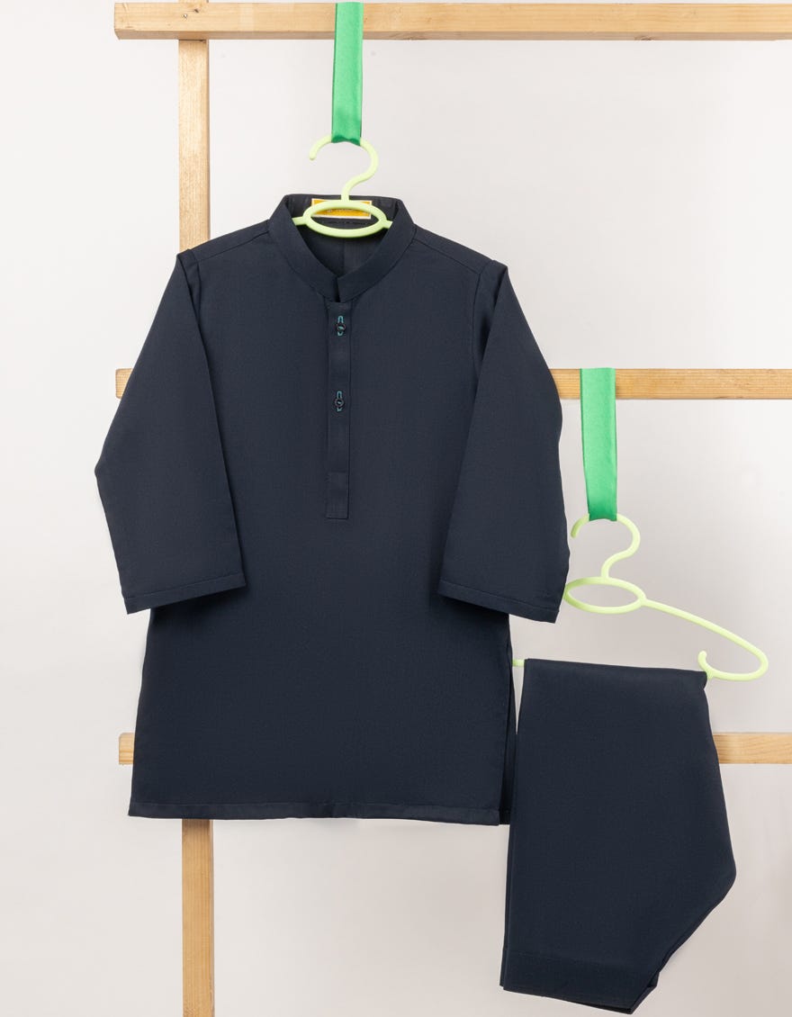 MIDNIGHT BLUE BLENDED PLAIN KAMEEZ SHALWAR