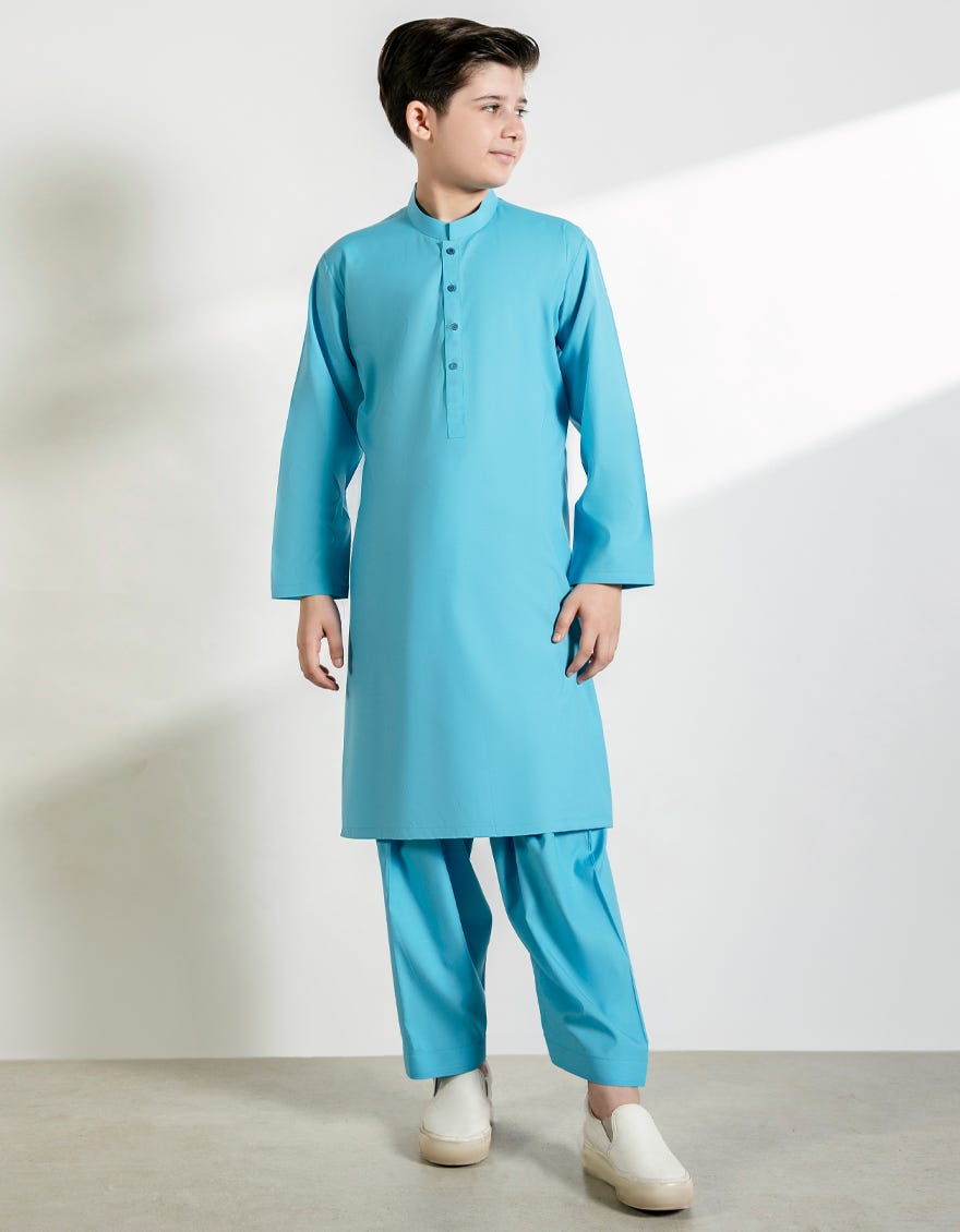 LIGHT BLUE BLENDED KAMEEZ SHALWAR