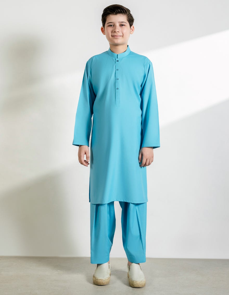 LIGHT BLUE BLENDED KAMEEZ SHALWAR
