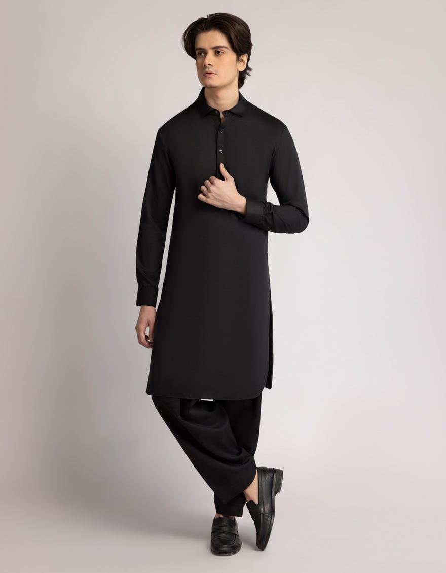 black-blended-plain-kameez-shalwar-jtksa46958