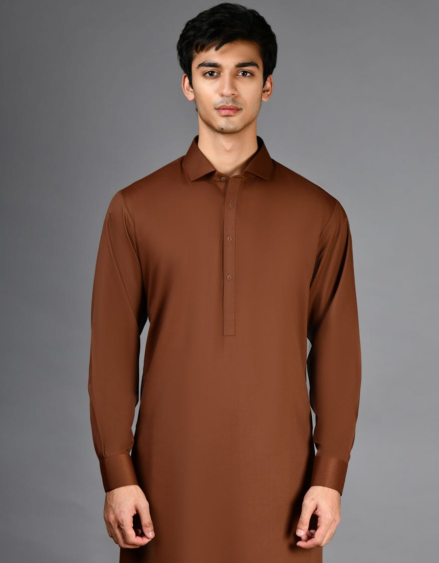 BROWN BLENDED KAMEEZ SHALWAR | JJKS-A-47005-R9-AP