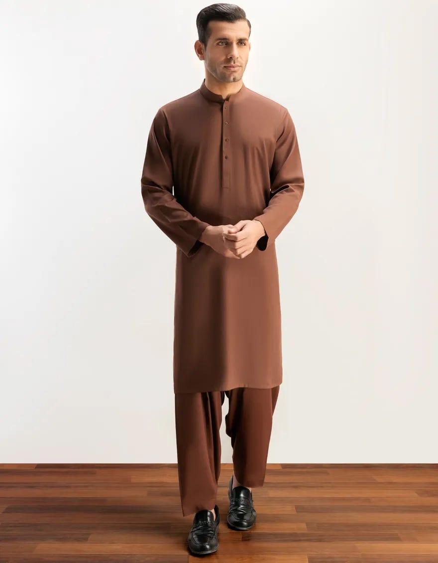 BROWN BLENDED KAMEEZ SHALWAR | JJKS-A-47006-R9-AP