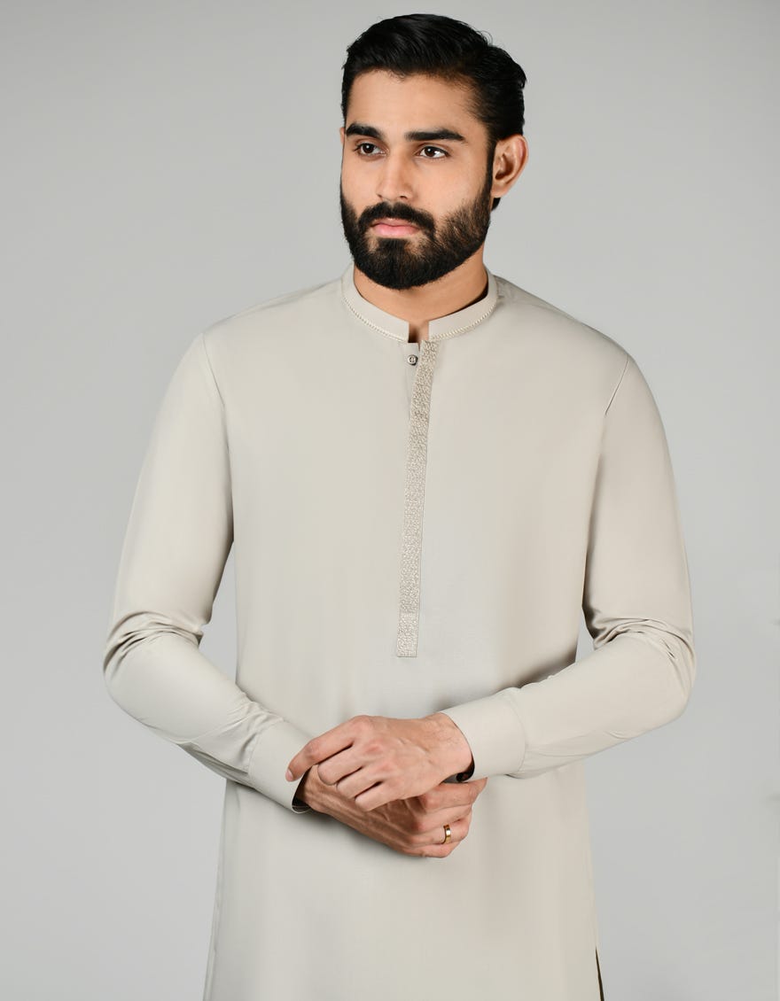 Light Jade Green Blended Men's Kameez Shalwar | Jjks-S-47090