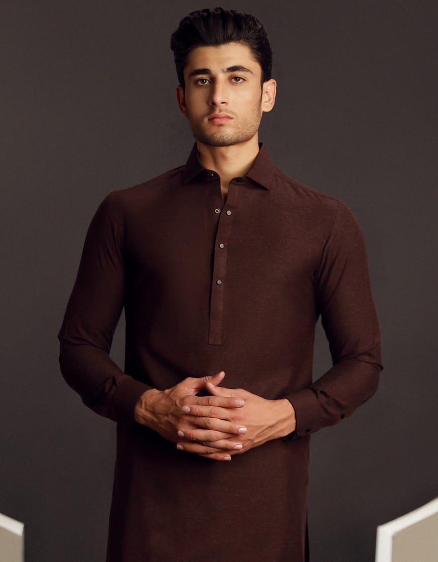DARK MAROON BLENDED KAMEEZ SHALWAR | JJKS-W-47305