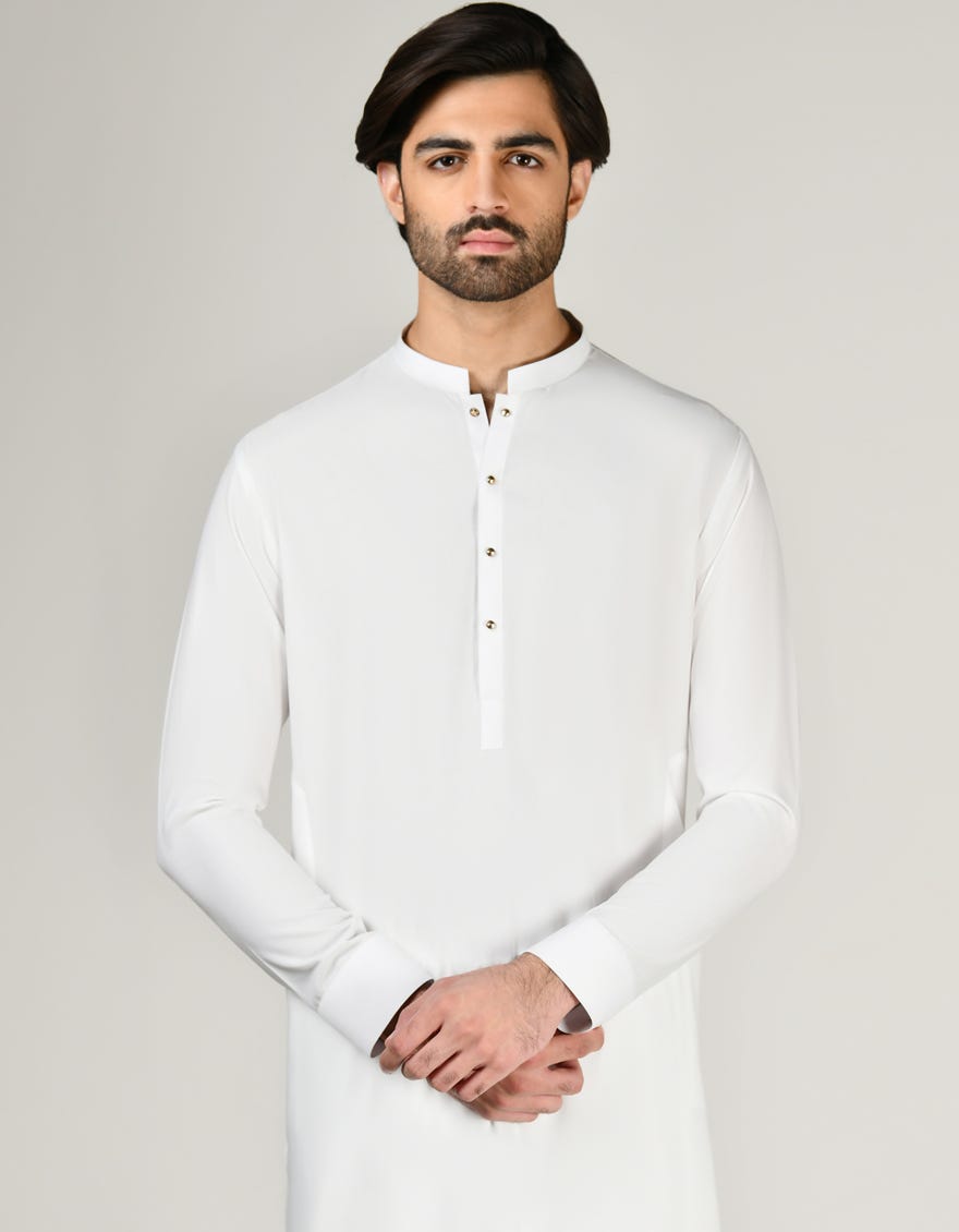 WHITE BLENDED KAMEEZ SHALWAR | JJKS-A-47320