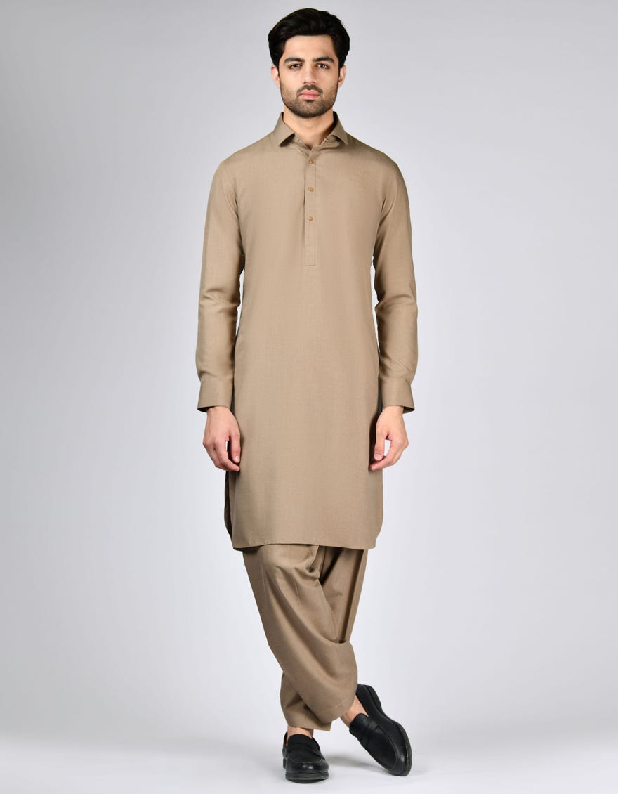 BROWN BLENDED KAMEEZ SHALWAR | JJKS-W-47332