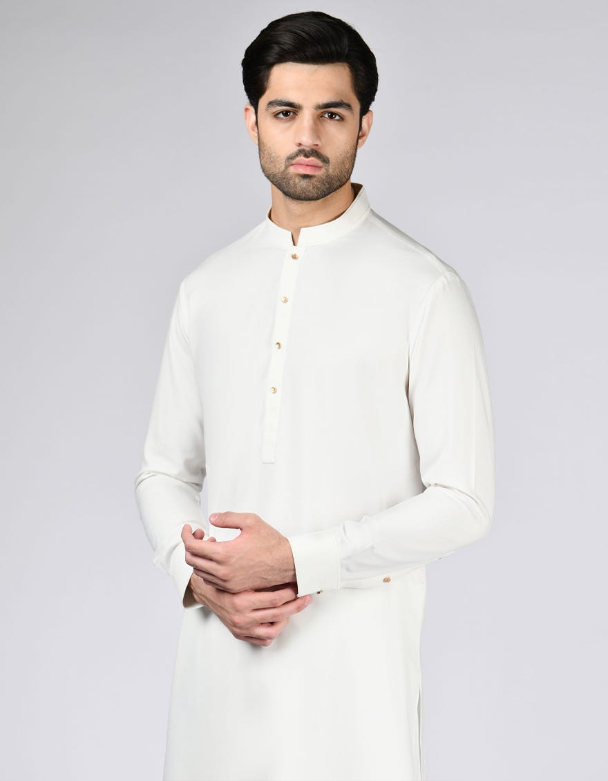 PEARL WHITE BLENDED KAMEEZ SHALWAR | JJKS-A-47335