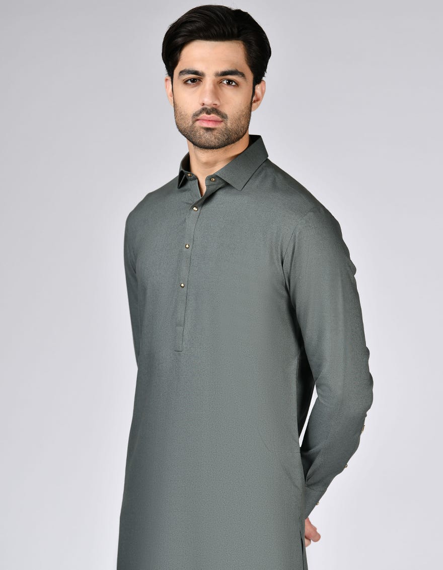 GREEN BLENDED KAMEEZ SHALWAR | JJKS-A-47336