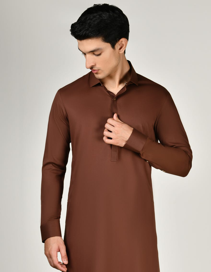 BROWN BLENDED KAMEEZ SHALWAR | JJKS-A-47319
