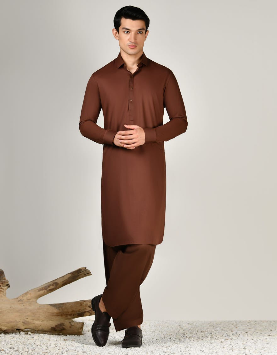 BROWN BLENDED KAMEEZ SHALWAR | JJKS-A-47319