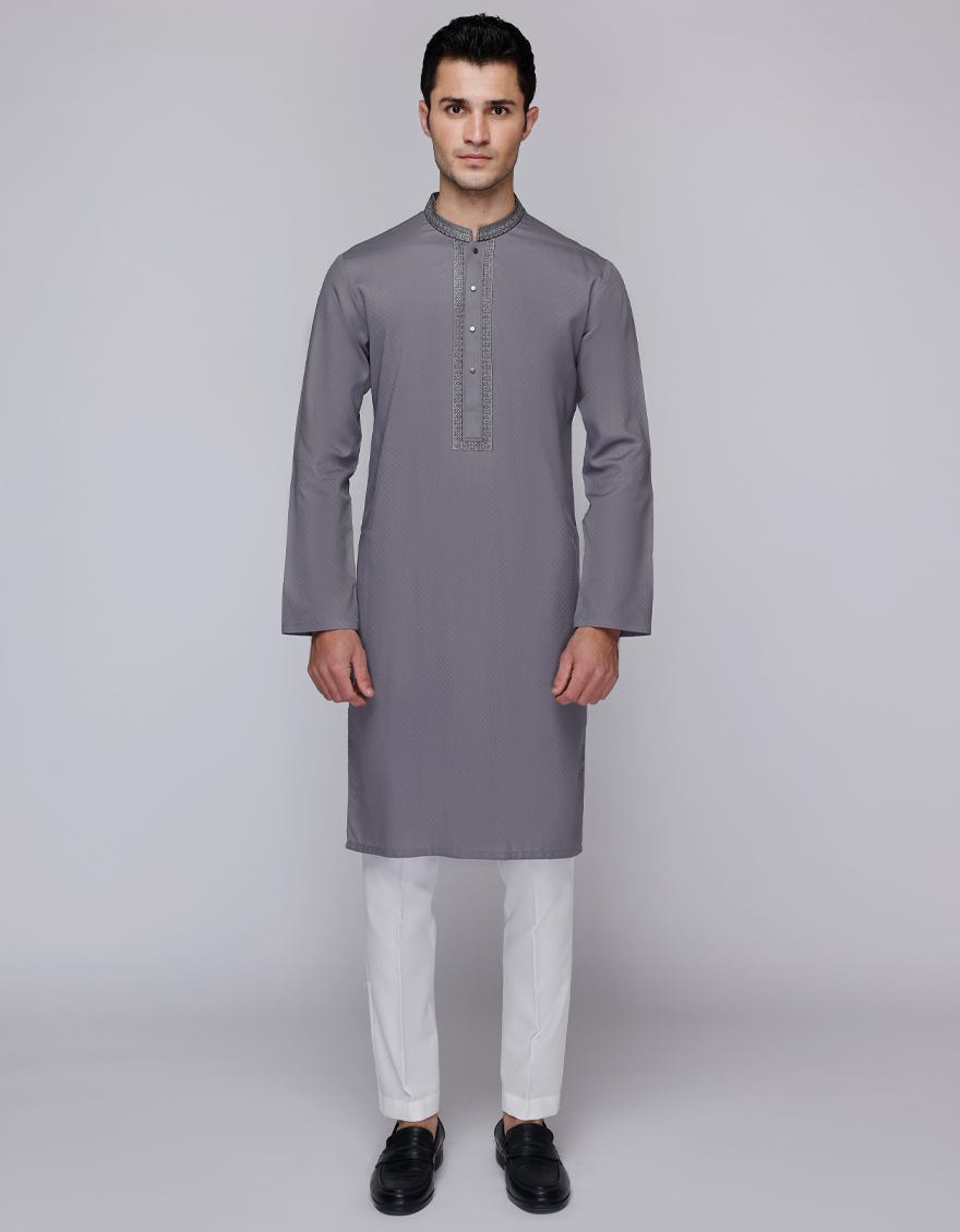 GREY BLENDED KURTA | JJK-A-33057