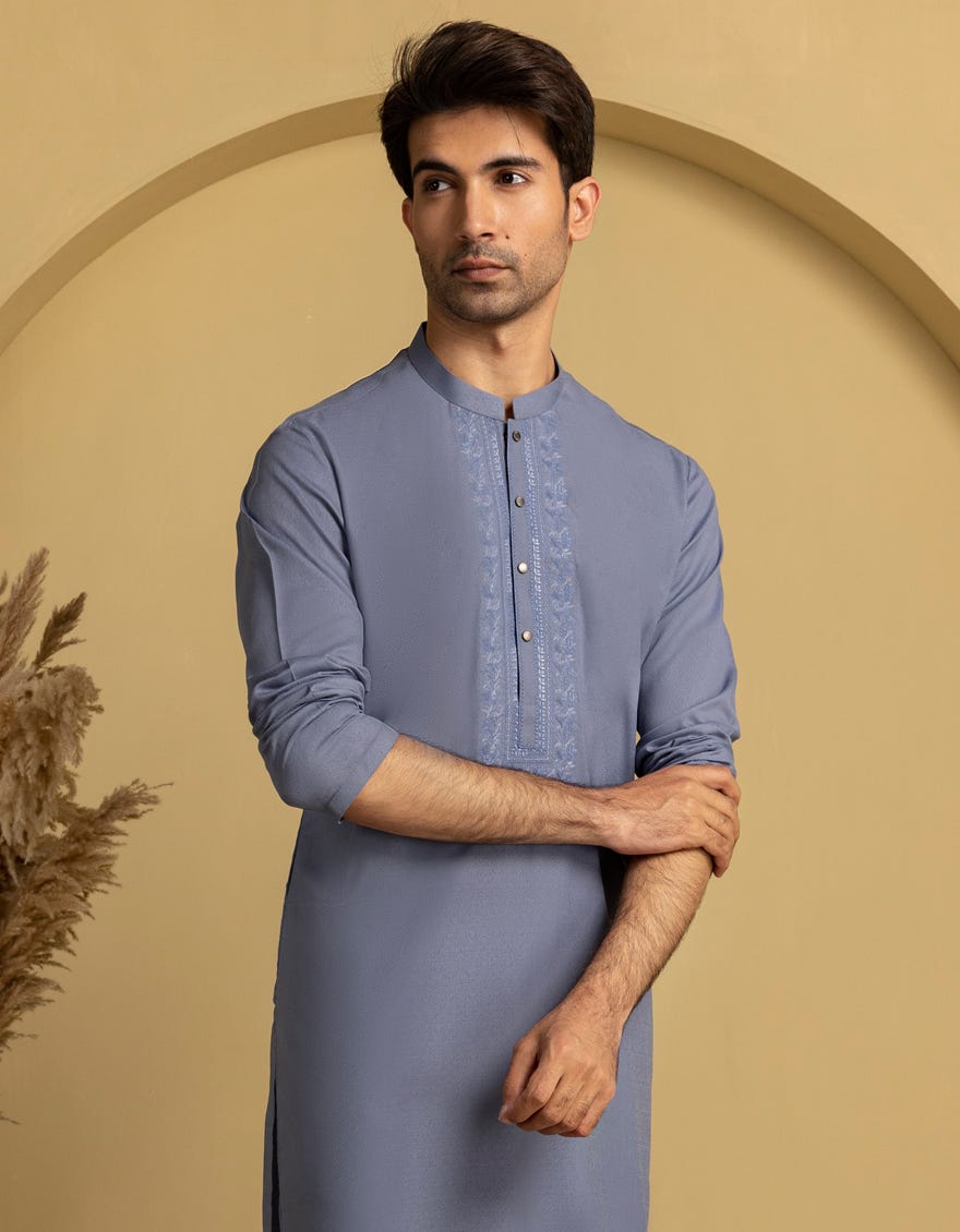 PIGEON BLUE BLENDED SEMI-FORMAL KURTA