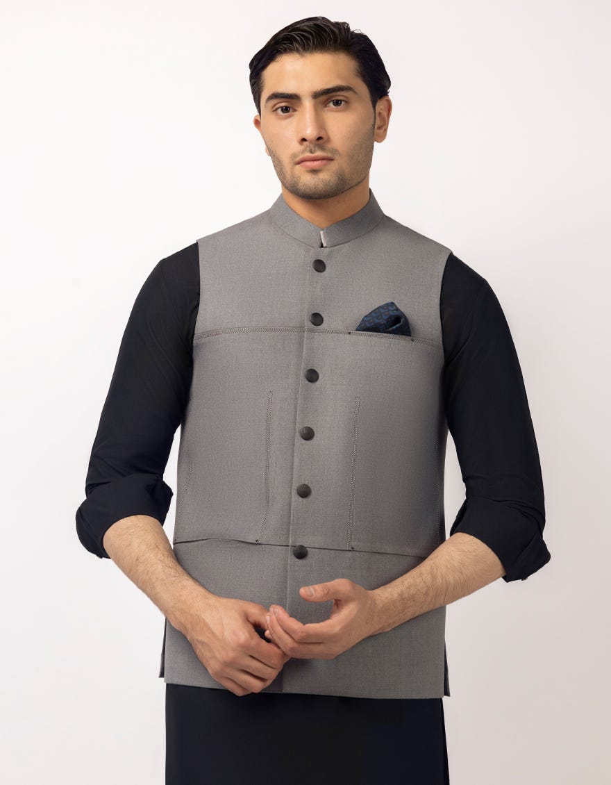 GREY PLAIN SUITING WAISTCOAT