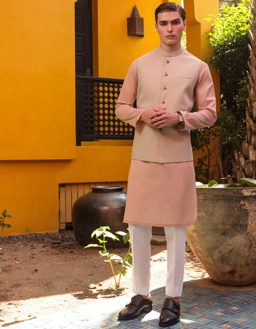 Beige Blended Waistcoat | Jjvc-A-48059