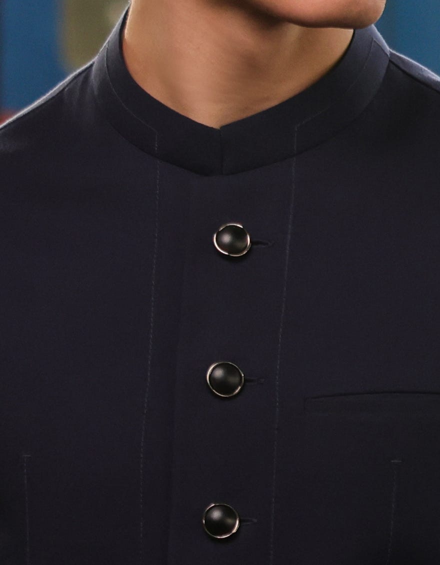 Navy Blue Cotton Waistcoat | Jjvc-A-48069