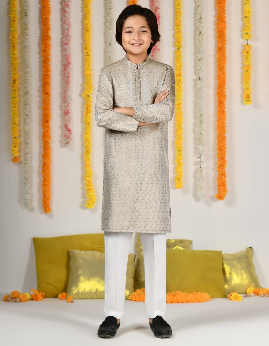 Light Green Polyester Special Kid's Kurta | Jck-Sp-A-48076