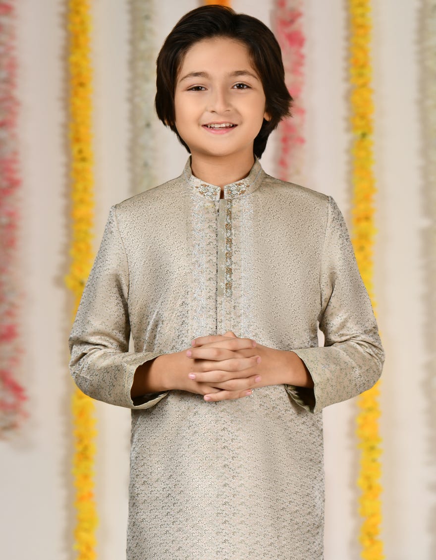 Light Green Polyester Special Kid's Kurta | Jck-Sp-A-48076