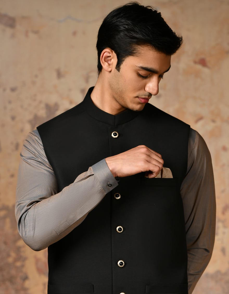 Black Blended Waistcoat | Jjvc-A-48114-Ap