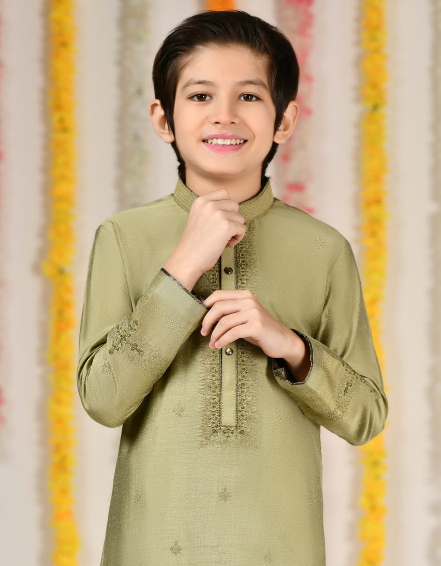 Dull Gold Blended Special Kid's Kurta | Jck-Sp-A-48123