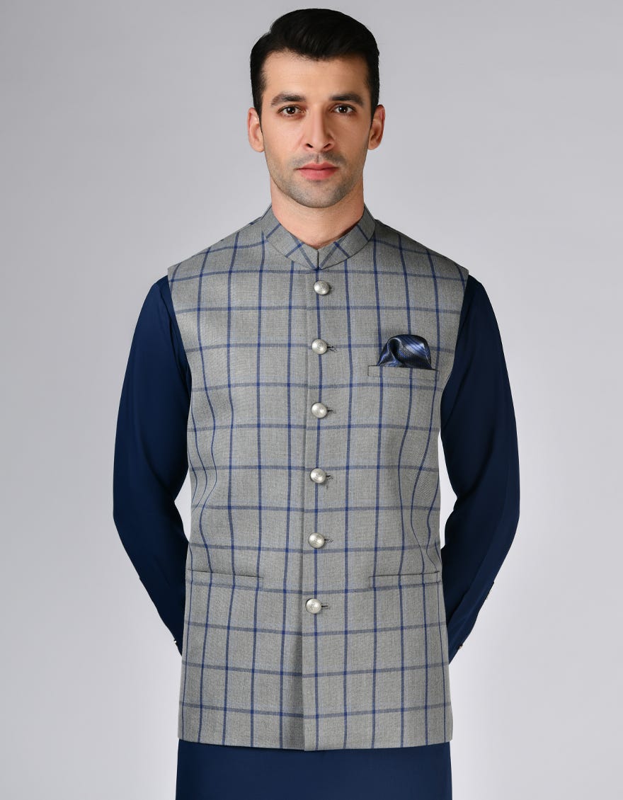 Grey Suiting Waist Coat | Jjvc-A-48139