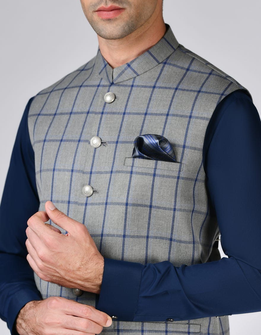 Grey Suiting Waist Coat | Jjvc-A-48139