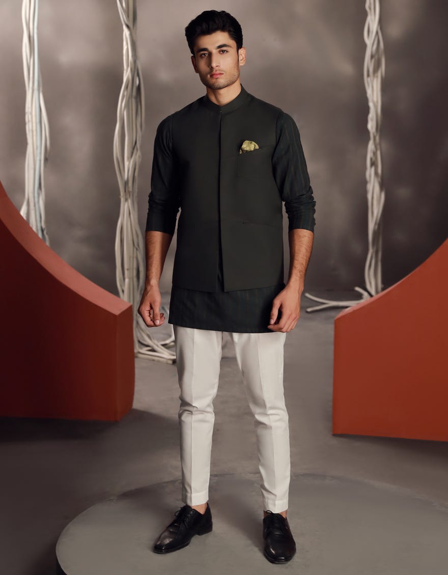 GREEN BLENDED WAISTCOAT | JJVC-A-48182