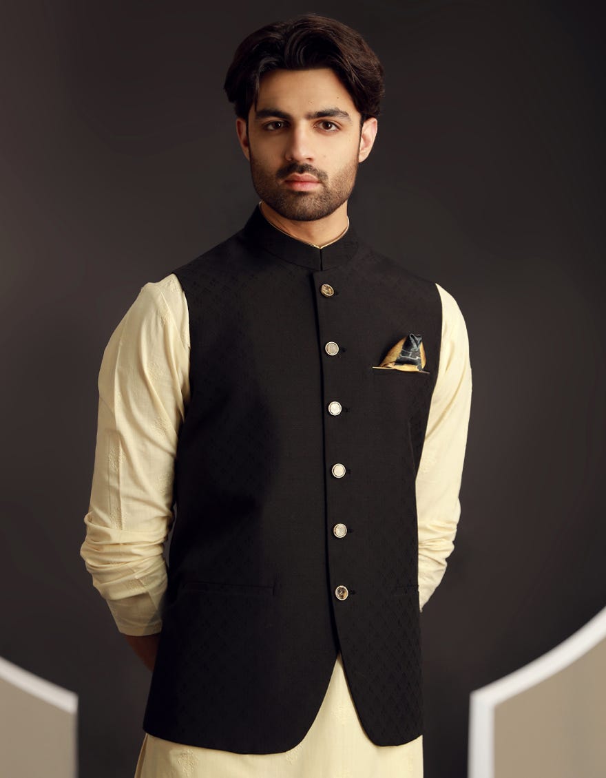 BLACK BLENDED WAISTCOAT | JJVC-A-48183