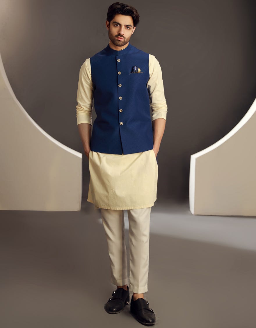 BLUE BLENDED WAISTCOAT | JJVC-A-48184