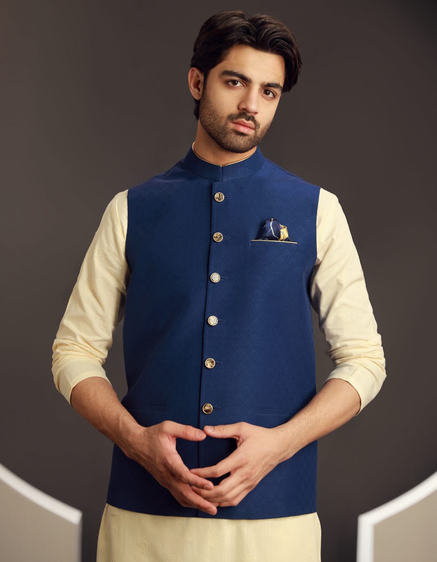 BLUE BLENDED WAISTCOAT | JJVC-A-48184