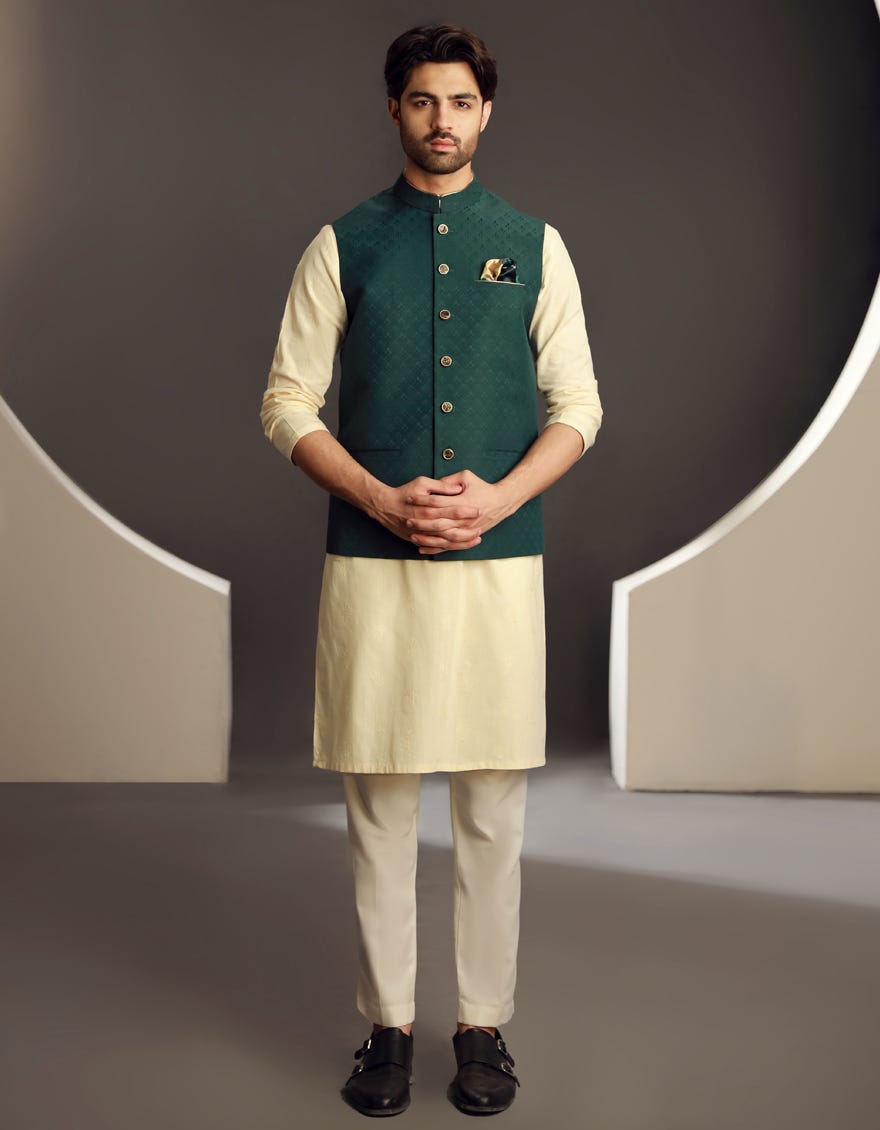 GREEN BLENDED WAISTCOAT | JJVC-A-48188