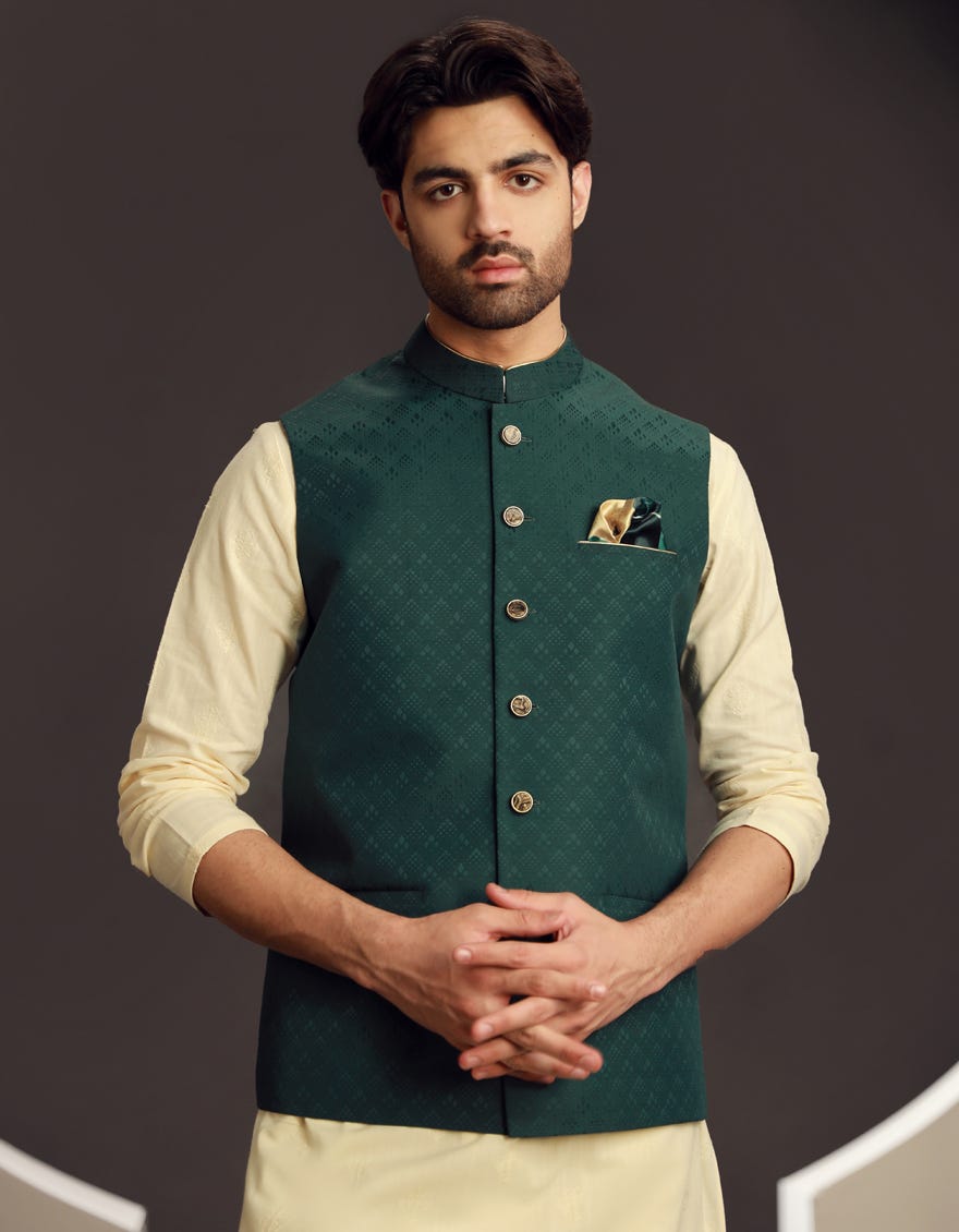 GREEN BLENDED WAISTCOAT | JJVC-A-48188