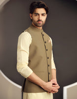 BEIGE BLENDED WAISTCOAT | JJVC-A-48197