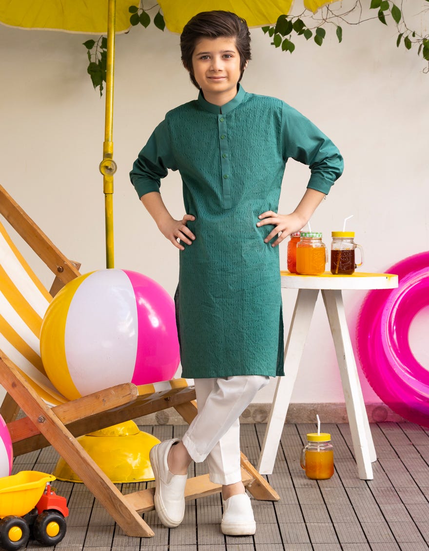 GREEN COTTON KURTA | JCK-A-50020