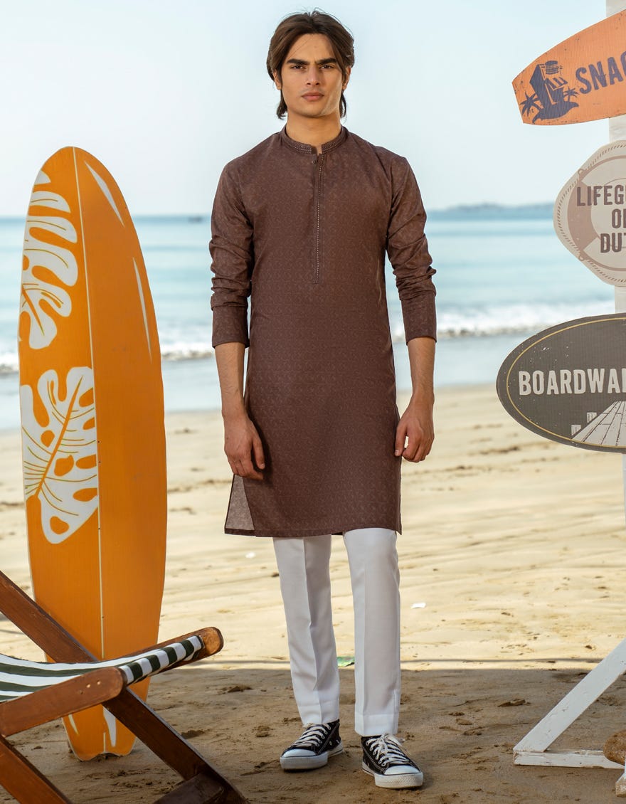 BROWN COTTON KURTA | JTK-S-50045