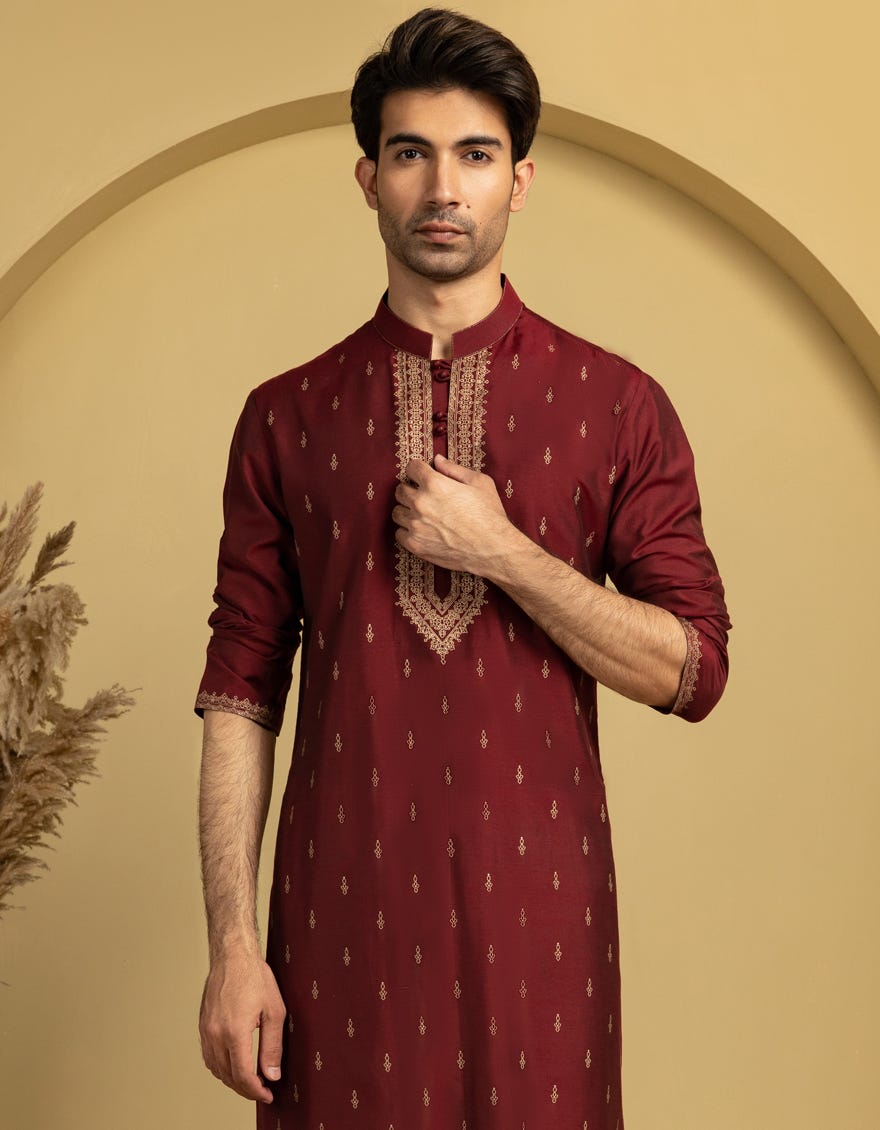 maroon-blended-special-kurta-jjkspa50064