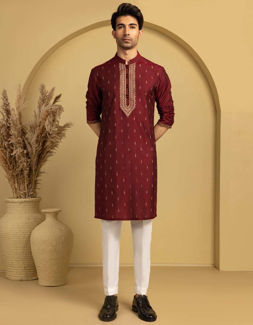 maroon-blended-special-kurta-jjkspa50064
