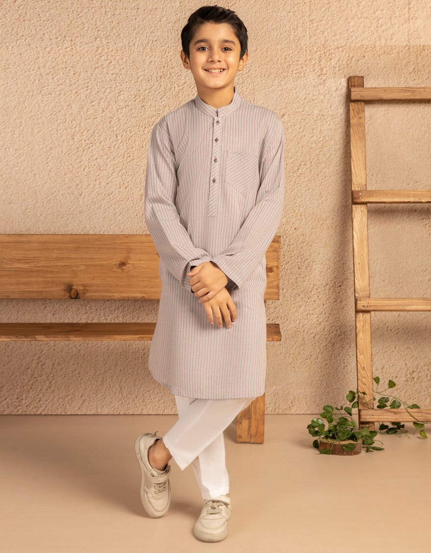 LIGHT GREY BUNNAT CASUAL KURTA