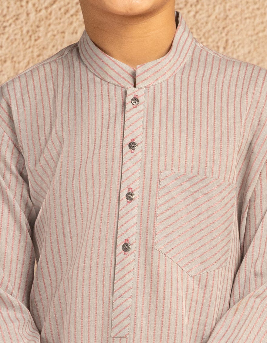 LIGHT GREY BUNNAT CASUAL KURTA