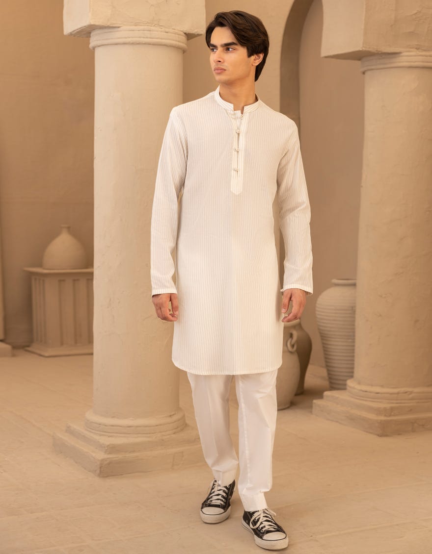 WHITE BUNNAT CASUAL KURTA