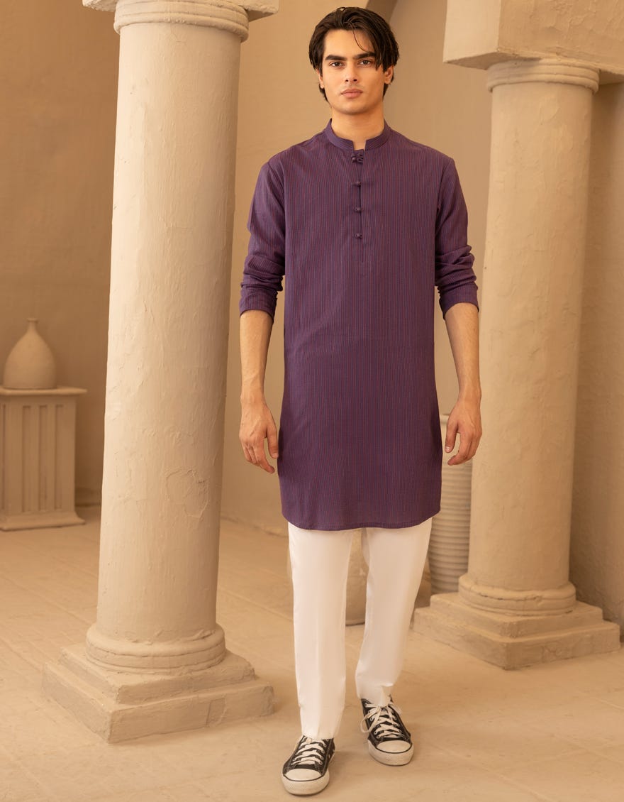 BLUE BUNNAT COTTON CASUAL KURTA